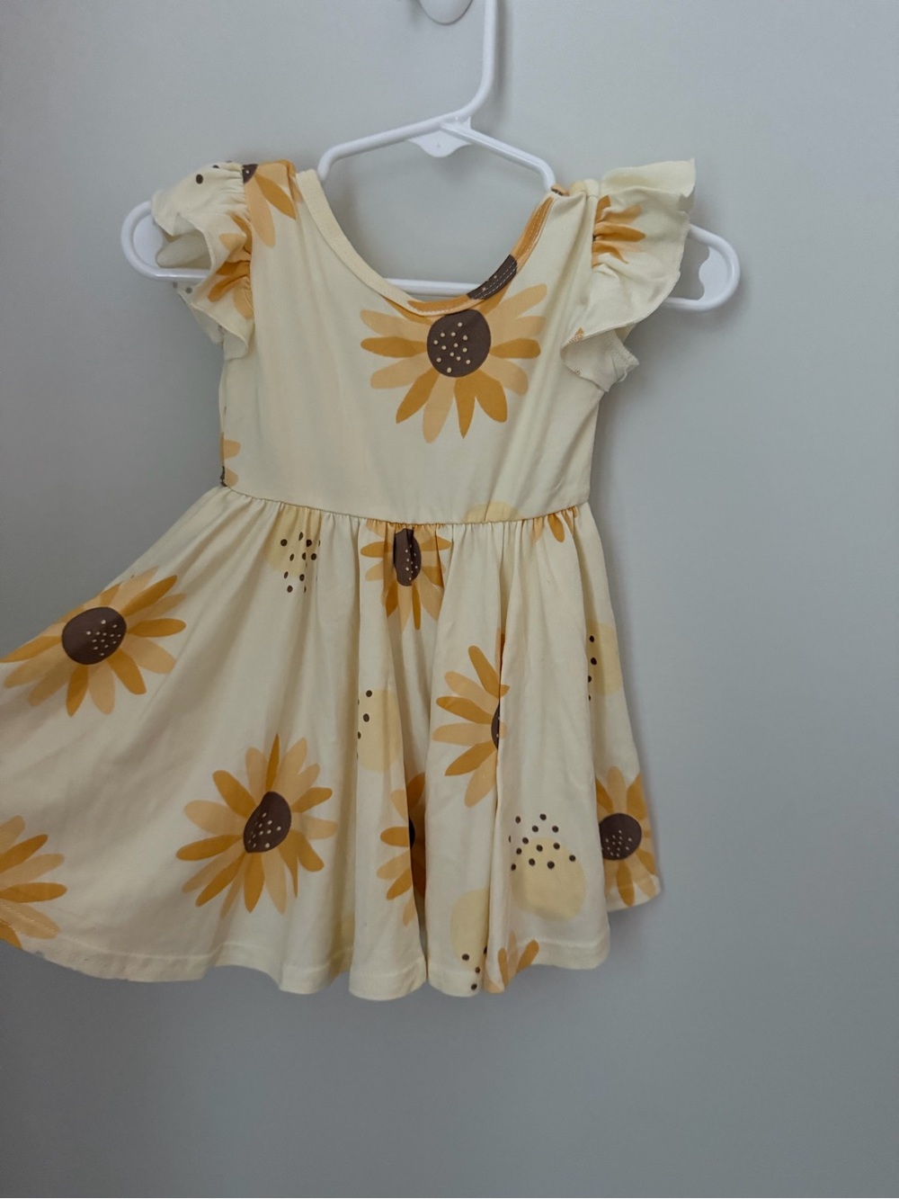 Dot Dot Smile Yellow Cream Sunflower Flutter-Sleeve Dress